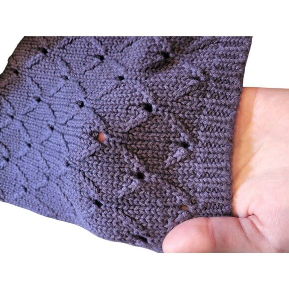 NWT Vintage J. Jill Sweater Women's Large Purple Cotton Mock Knit Pointelle - Picture 3 of 4